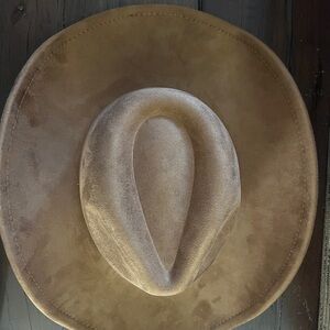 New Brown Suede Cowboy Hat with orange football embellishments!
